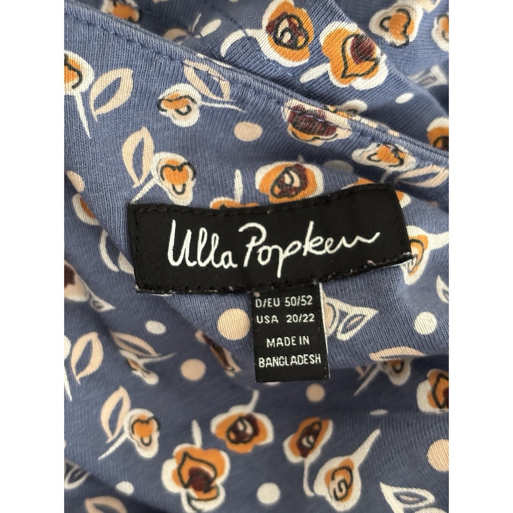 Ulla Popken 20 22 Dress Plus Size XXL 2X Fall Floral Blue Orange Pockets Cotton - Picture 3 of 11